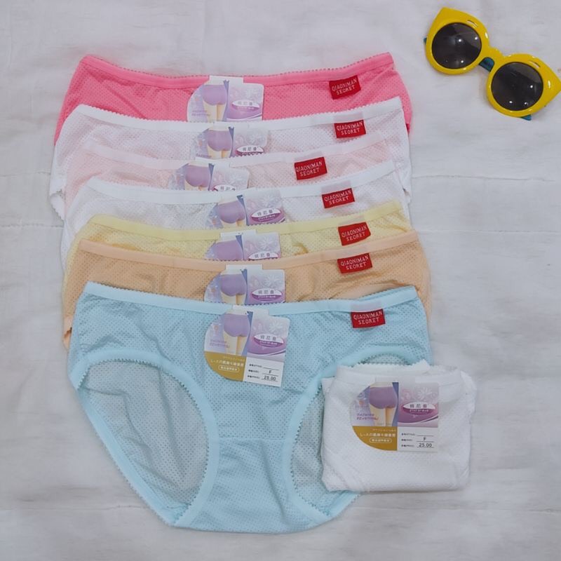 Combo 5 quần lót nữ thái lan, quần lót coton thông hơi cao cấp freesize dưới 58kg co giãn cực tốt