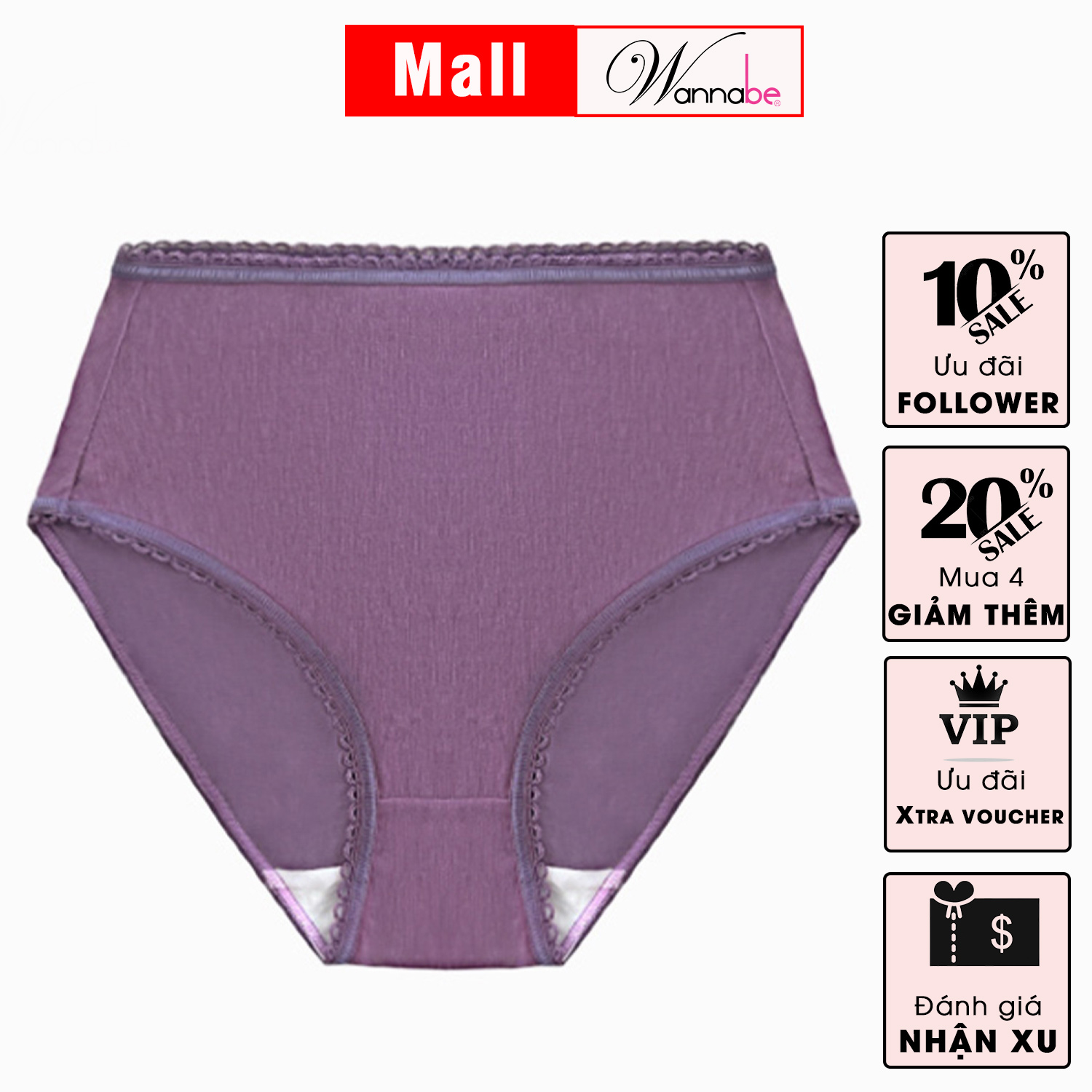 Quần lót gen nữ cao cấp WANNABE QLL09 quần chíp gen nhẹ lưng cao đáy cotton phần bụng lót 2 lớp che khuyết điểm vòng hai