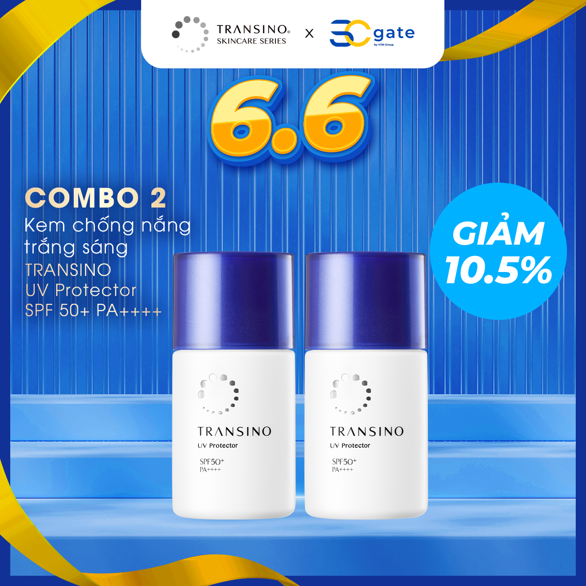 Combo 2 kem chống nắng trắng sáng uv transino