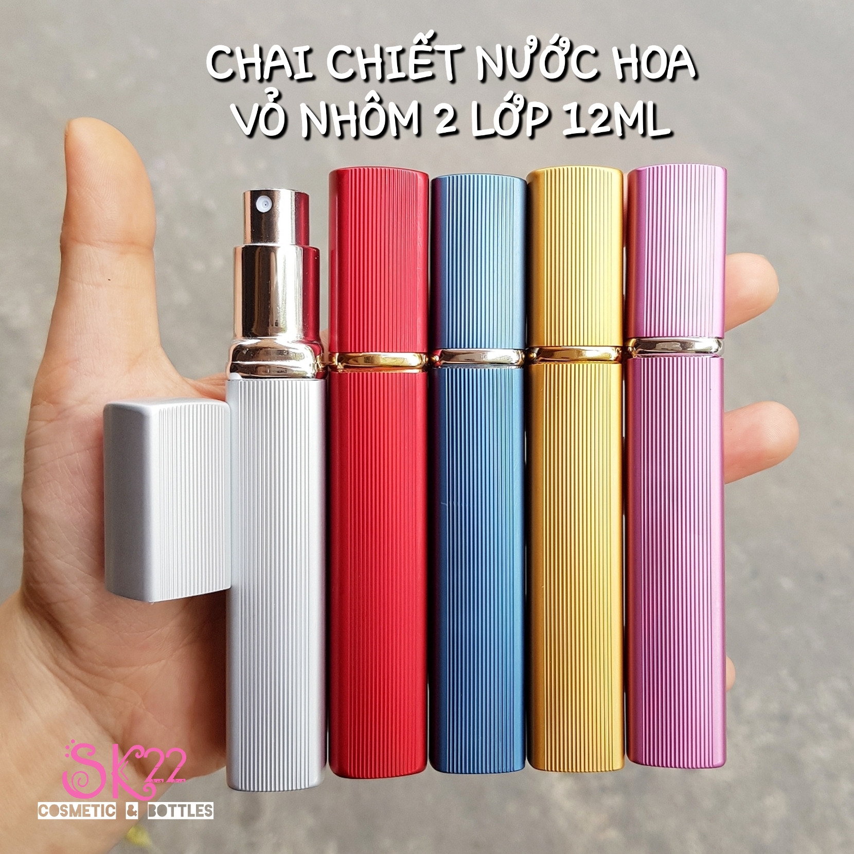 Chai chiết nước hoa vỏ nhôm 2 lớp 12ml