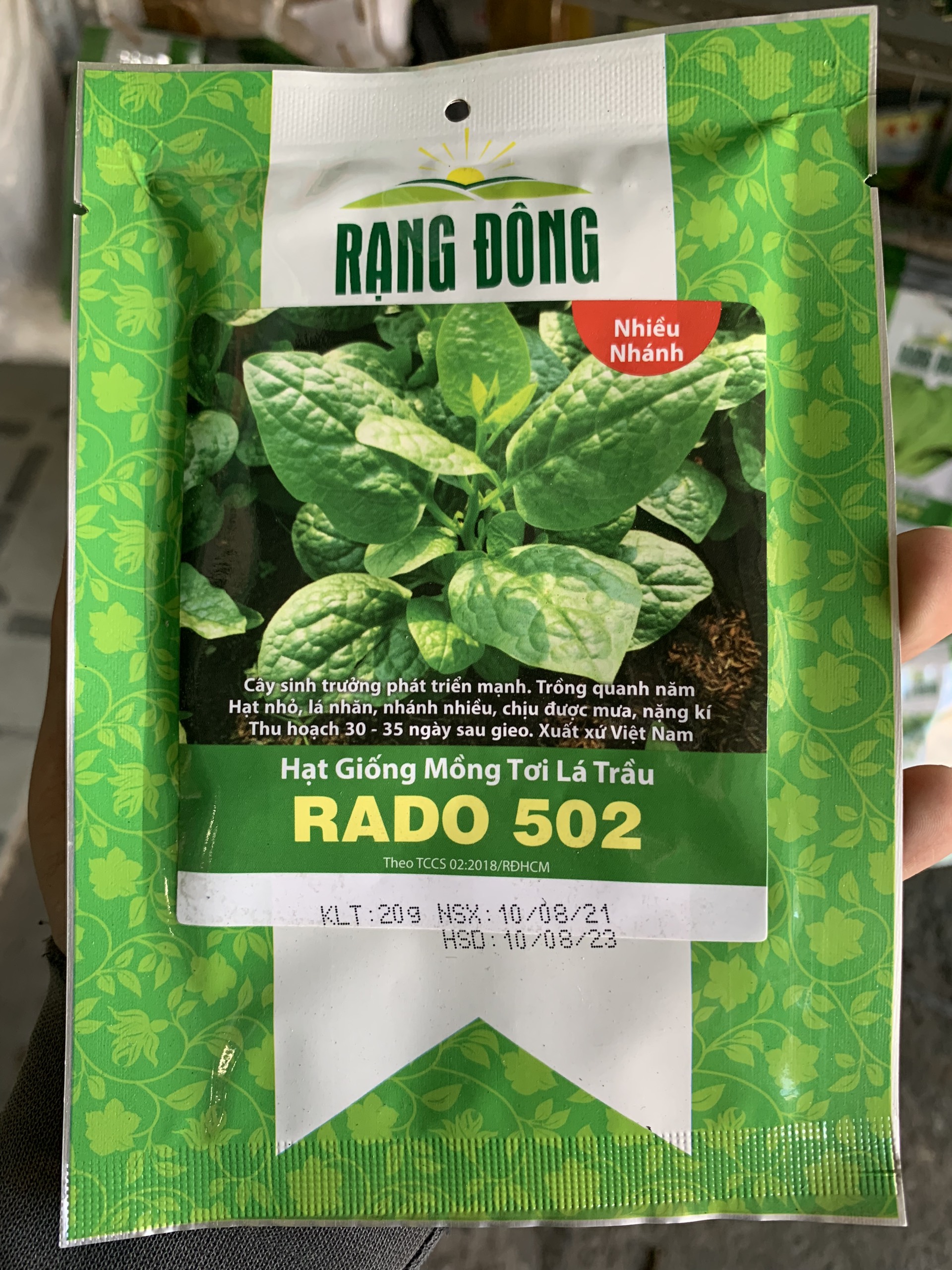 Hạt giống mồng tơi lá trầu gói 20gr - rado 502