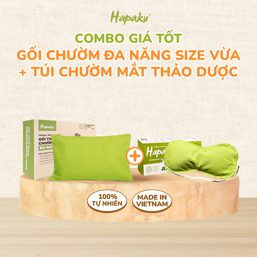 Combo Giá Tốt Gối Thảo Dược Đa Năng Hapaku Và Túi Chườm Mắt Giảm Đau Nhức Mắt