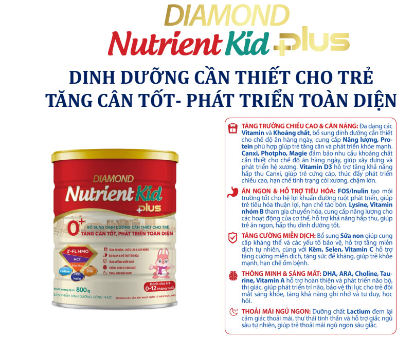 Sữa bột starFood - Sữa Diamond Nutrient kid Plus số 0+ 800g dành cho bé từ 0_12 tháng