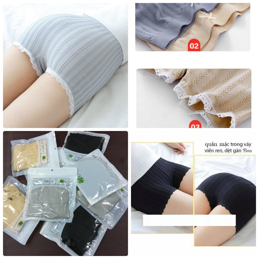 (free HCM) Quần đùi short nữ mặc trong váy gân tăm (túi zip loại 1)