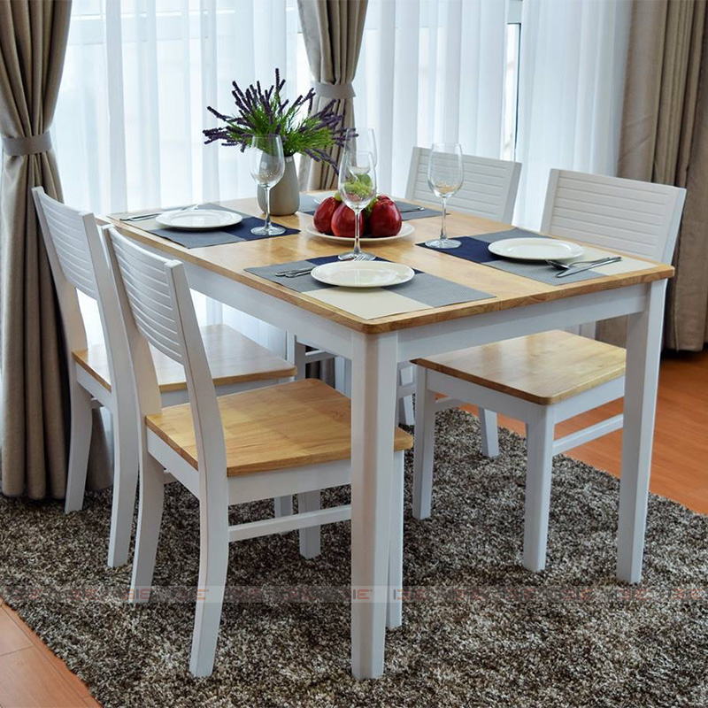 [Freeship][Trả góp 0%] Bộ bàn ghế phòng ăn 4 - 6 - 8 chỗ IBIE Gumi gỗ cao su màu phối, tùy chọn màu sắc, phong cách hiện đại, hàng loại 1 sơn PU 3 lớp chuẩn xuất khẩu Nhật/Hàn