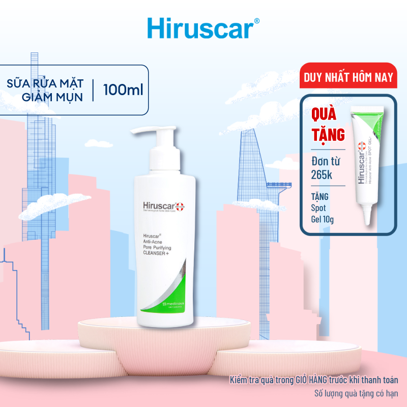 Sữa rửa mặt ngừa mụn Hiruscar Anti-Acne Cleanser+ 100ml