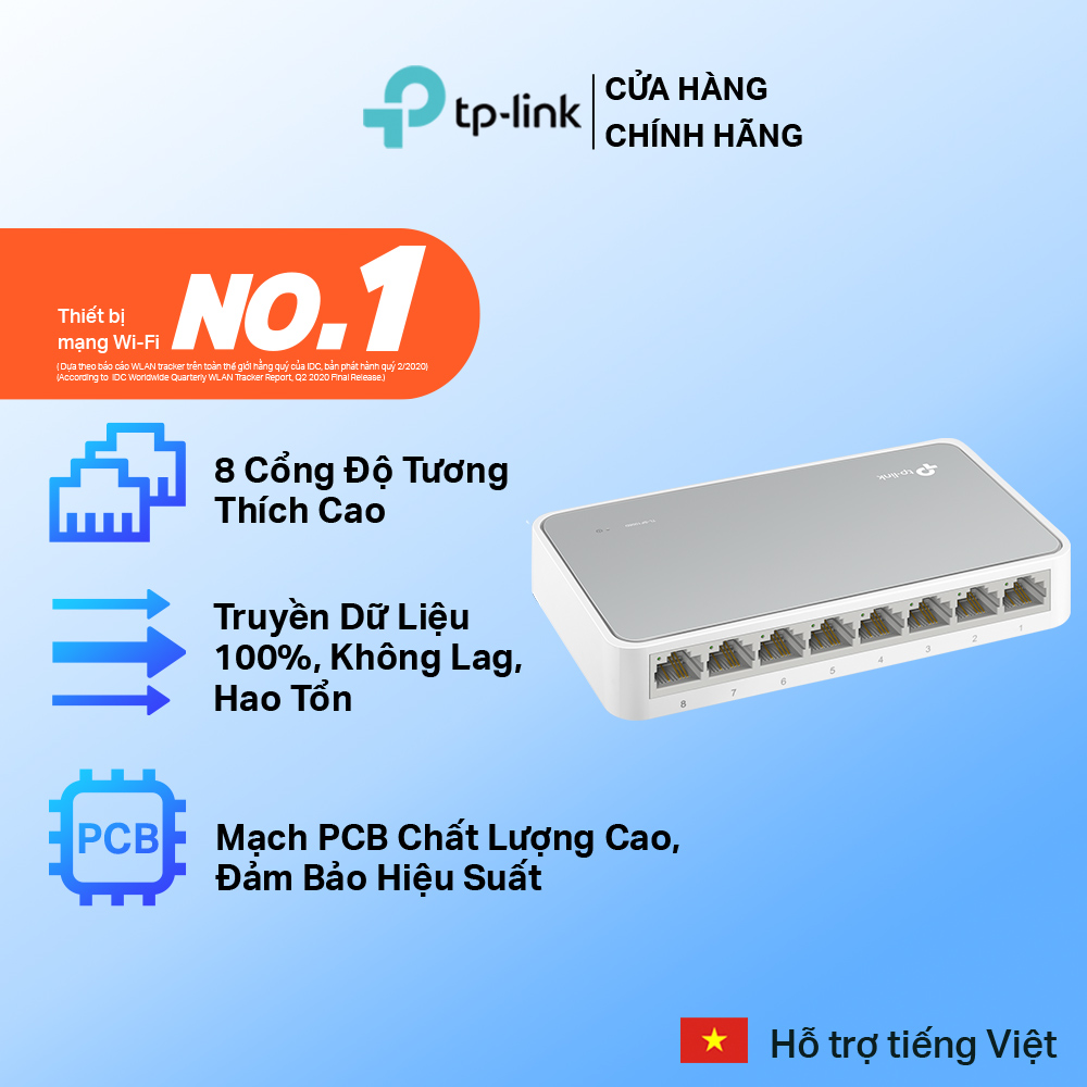 Bộ Chia Tín Hiệu TP-Link TL-SF1008D Switch Để Bàn 8 Cổng 10/100Mbps - Hãng phân phối chính thức