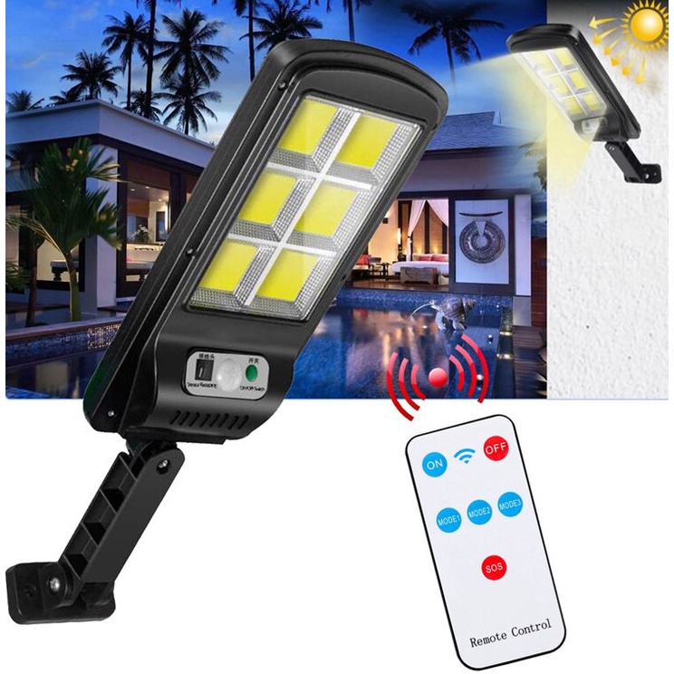 Đèn năng lượng mặt trời 150w solar street lamp 6 bóng, 3 chế độ cảm biến chuyển động