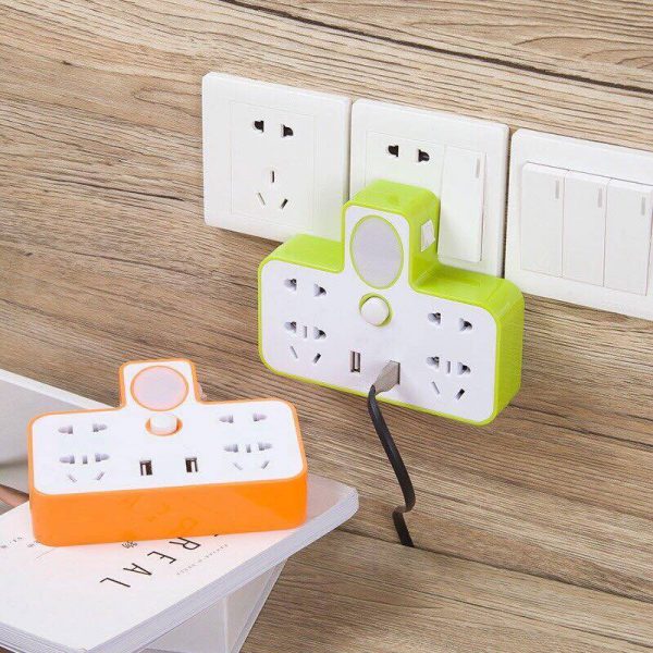 Ổ điện kiêm đèn ngủ 2in1 kiểu dáng chữ T, 4 Outlets, 2 cổng USB, tự động ngắt an toàn, chống cháy nổ trong gia đình