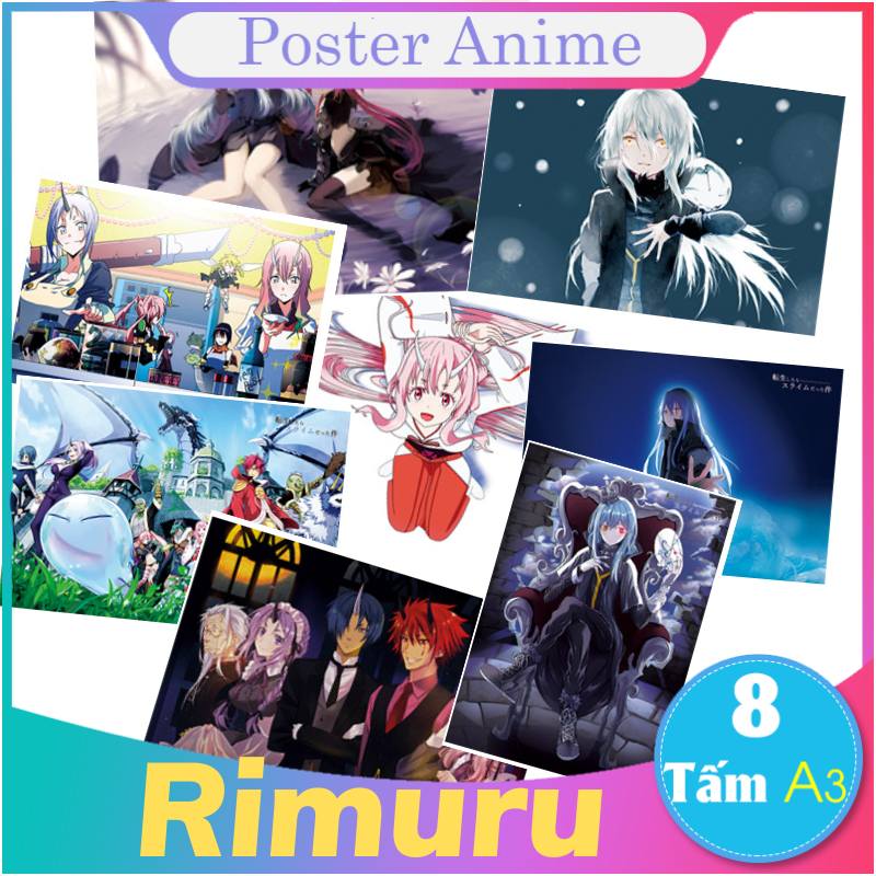 Set 8 tấm tranh poster to A3 Rimuru Tempest Tensei Shitara Slime Datta Ken anime siêu chất