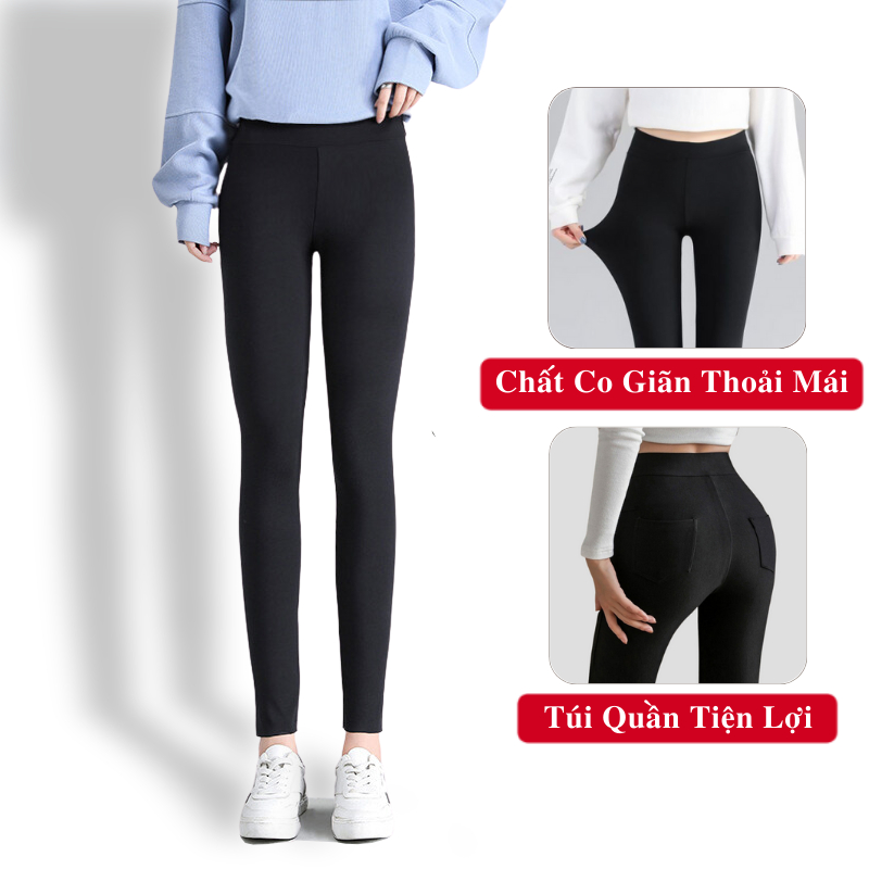 Quần legging dài cạp cao nữ madela chất vải dày dặn co dãn, quần dài nữ form legging ôm body