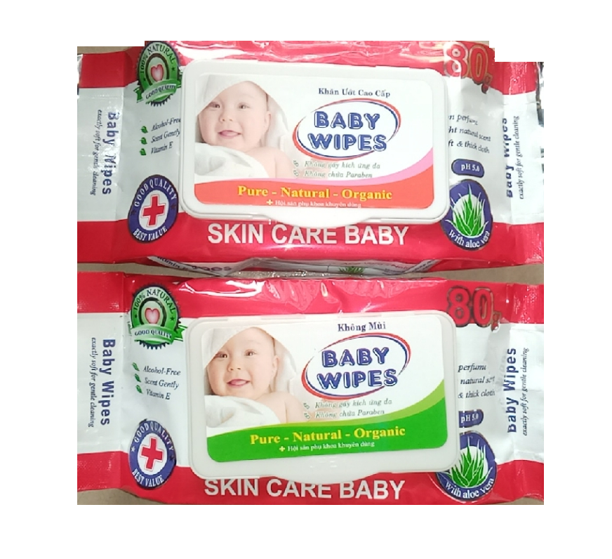 Bộ 5 gói khăn giấy ướt Baby không mùi 80g