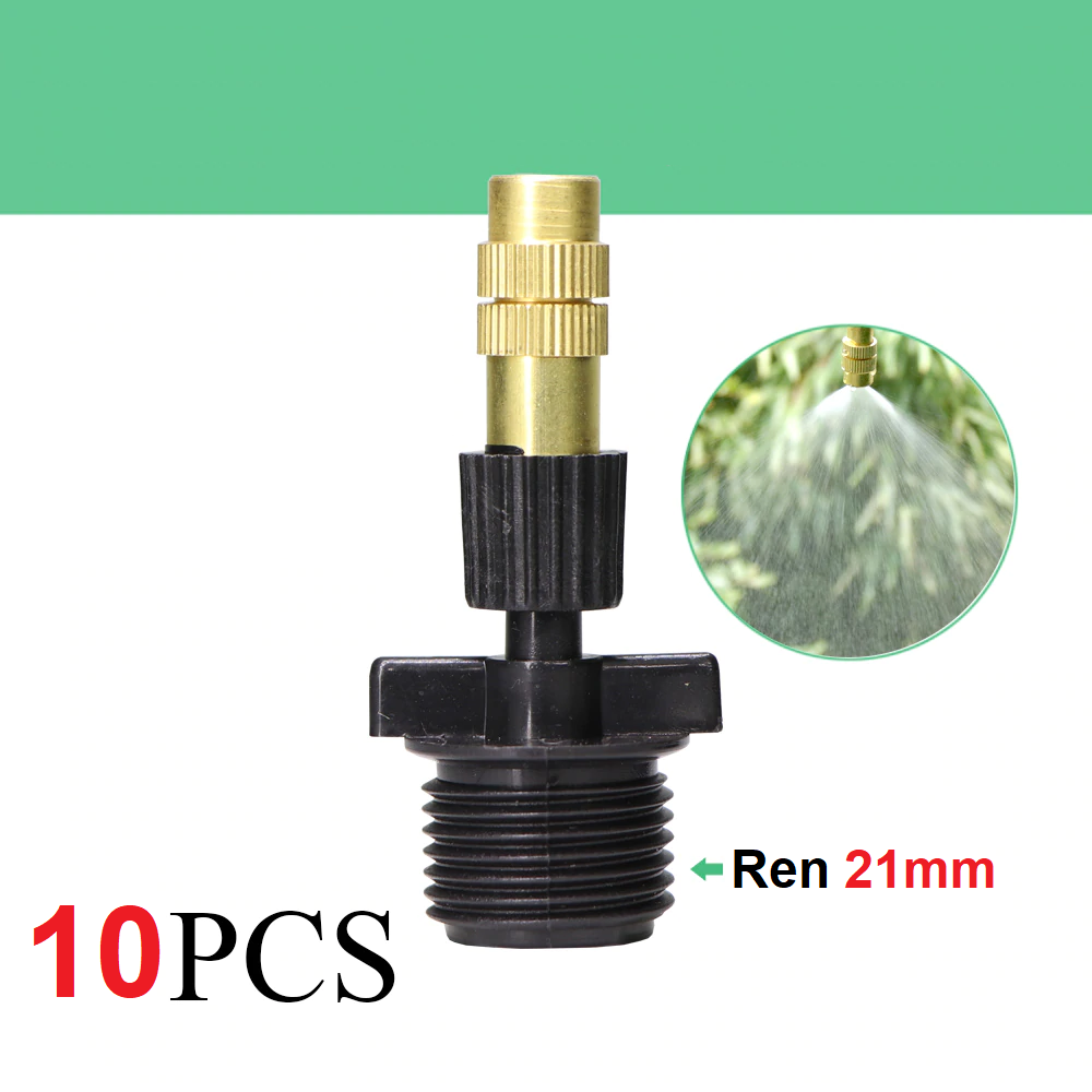 Bộ 10 béc phun sương béc tưới cây 1 cửa đầu đồng chân ren 21 loại đầu đồng cổ dài phun tỏa đều