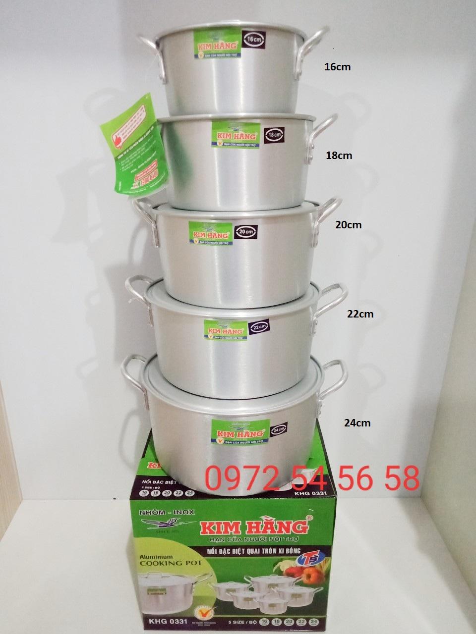 Bộ nồi Kim Hằng T5 cao cấp kích thước (16-18-20-22-24)-đức phát 2019