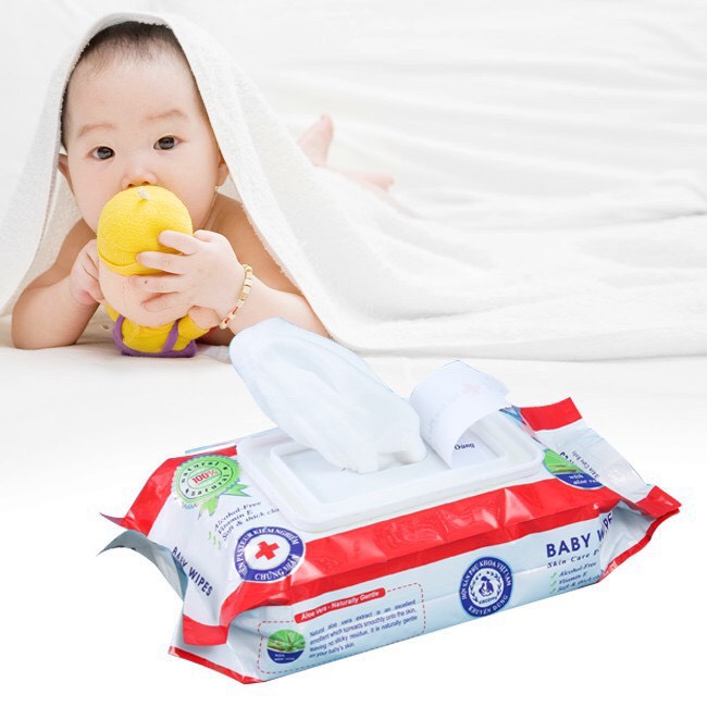 [Chuyên sỉ] thùng 50 gói khăn ướt cao cấp baby wipes 80 gram an toàn cho da/khăn ướt cho bé/khăn ướt