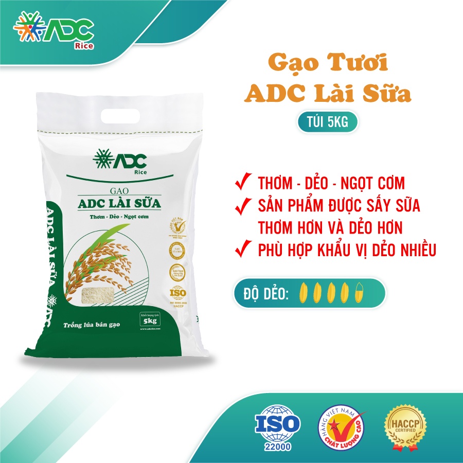 Gạo adc lài sữa - thơm dẻo, ngọt cơm, hạt gạo sấy sữa - túi 5kg, 10kg