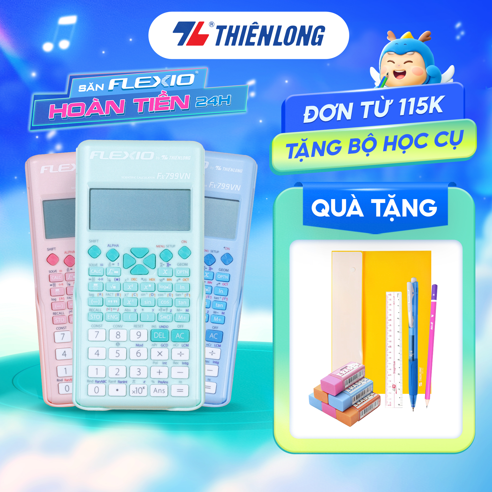 Máy tính khoa học Thiên Long Flexio Fx799VN - Máy tính đạt chuẩn mang vào phòng thi