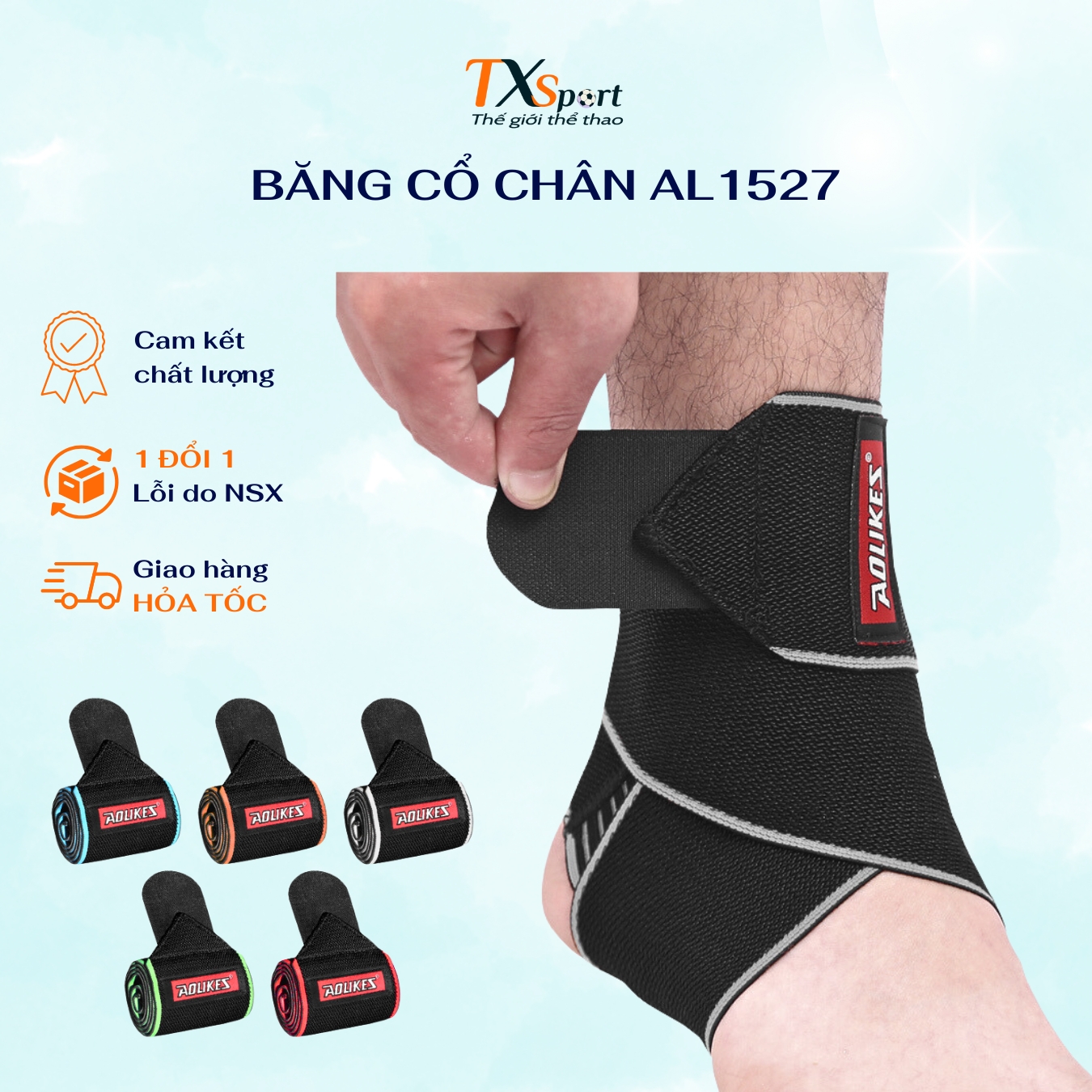 Dây quấn bảo vệ cổ chân, mắt cá chân, băng cổ chân, băng bảo vệ cổ chân Aolikes hỗ trợ tập thể thao, thể hình