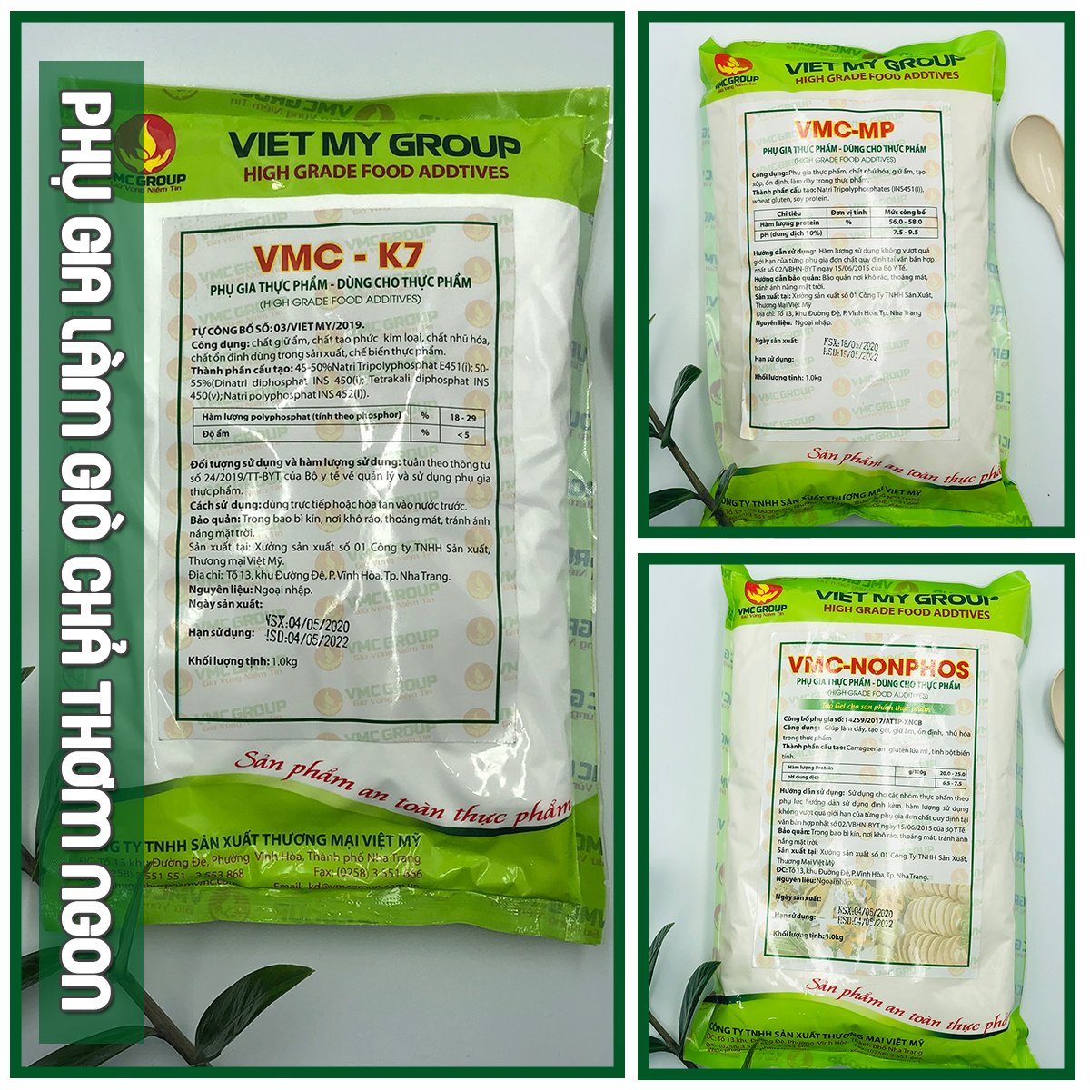 Phụ gia giò chả vmc k7, nonphos, mp