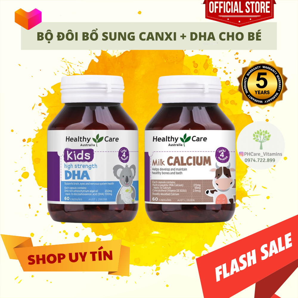 Healthy Care Kids Milk Calcium và Healthy Care Kids DHA