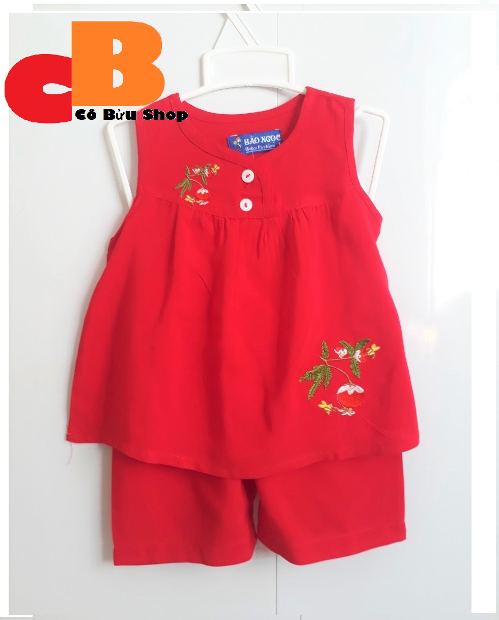 Bộ quần lững áo sát nách có nút cài trước thương hiệu Bảo Ngọc dành cho bé gái từ 7 đến 37kg. tole Bảo Ngọc/ Lanh Bảo ngọc