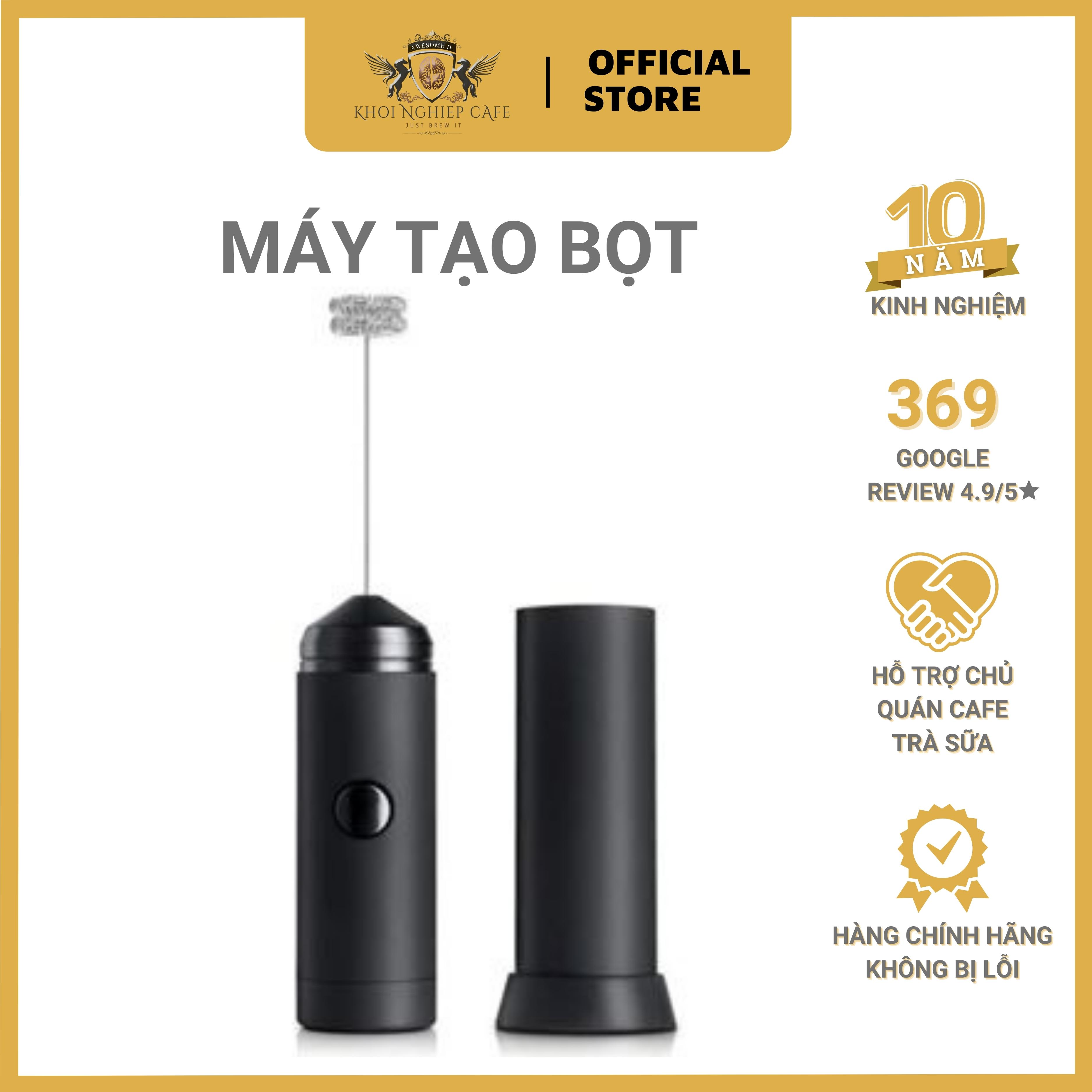 Máy tạo bọt sữa, bọt cafe cầm tay lò xo 2 lớp bằng pin Pro