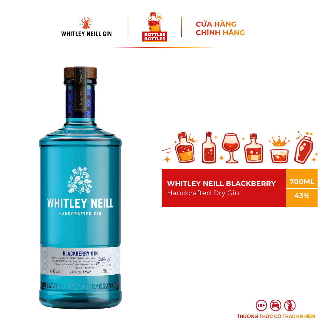 [CHÍNH HÃNG] Rượu Whitley Neill Blackberry Gin - 43% - 700ML
