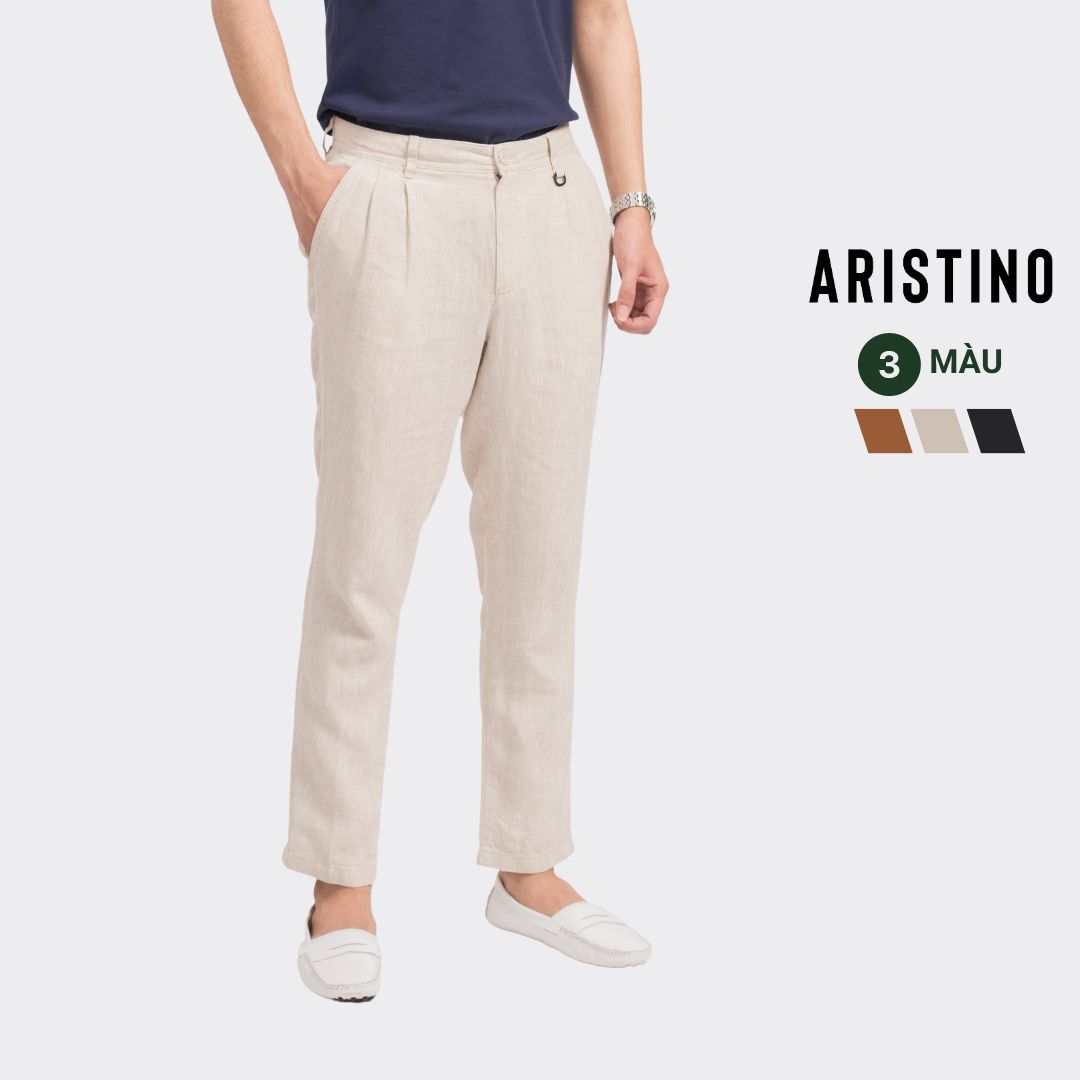 Quần âu nam ARISTINO dáng Slim fit ôm chống bám bụi chống nhăn chất Linen mềm nhẹ thoải mái có túi xẻ 2 bên và túi cài sau tiện lợi ATR02709