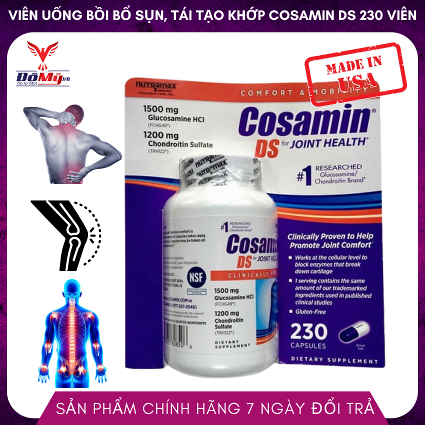 [ Domy.Vn ] Viên uống bồi bổ sụn, tái tạo khớp Cosamin DS 230 viên của Mỹ - Giúp bôi trơn trơn sụn, Ngăn ngừa các cơn đau xương khớp, Chống bào mòn các sụn - Đồ Mỹ