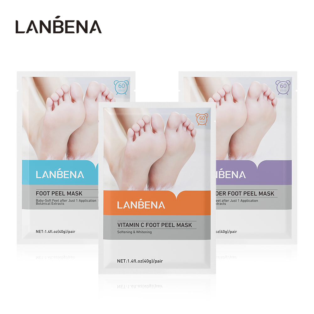 LANBENA Bộ 3 mặt nạ lột da chân tẩy tế bào chết giảm vết chai và nứt gót chân dưỡng da mềm mại trong 2-7 ngày - INTL