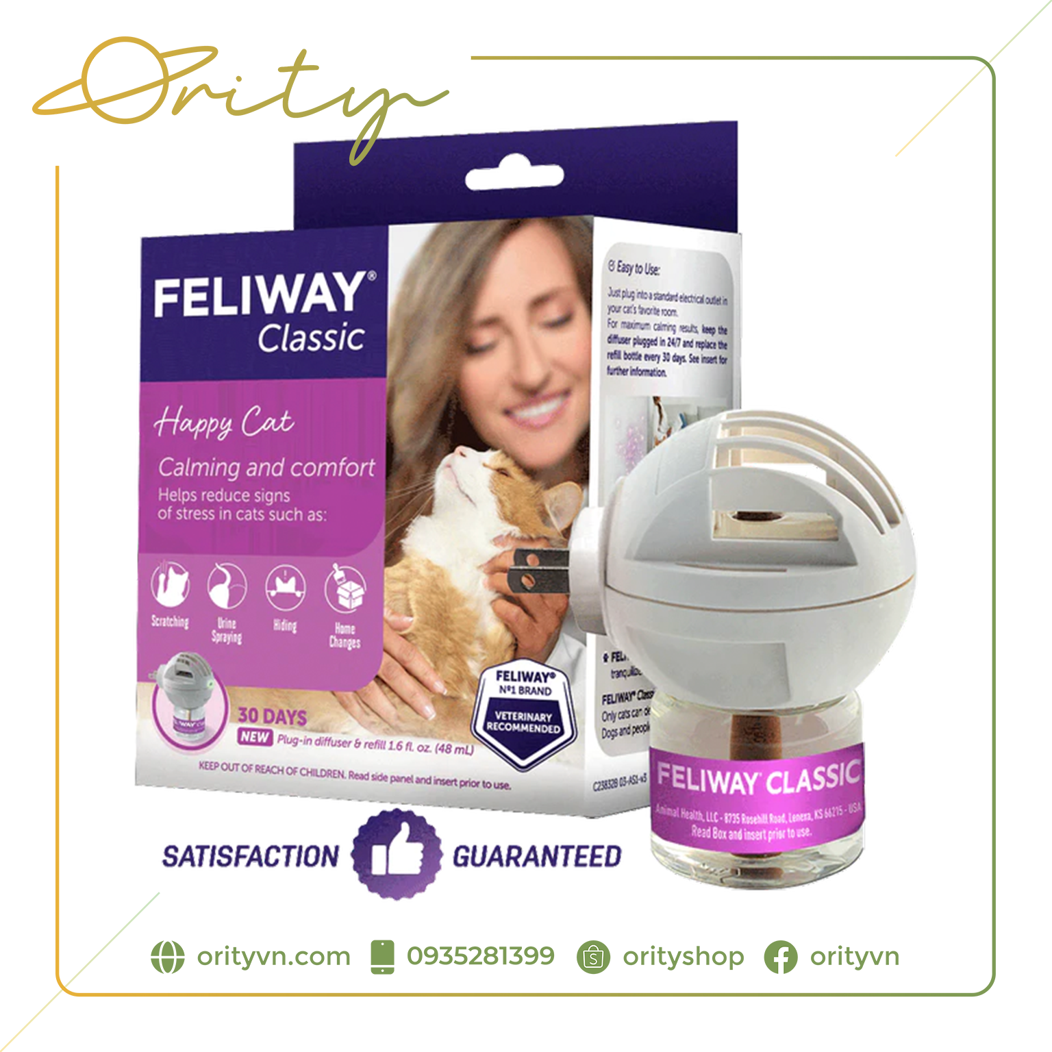 Feliway Classic / Adaptive Calm - Tinh dầu khuếch tán giúp giảm căng thẳng, stress cho chó mèo