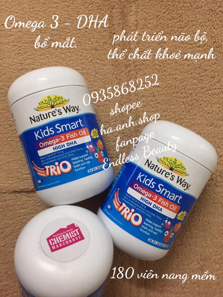 Nature's Way Kids Smart Omega 3 Fish Oil Trio 60 180 viên