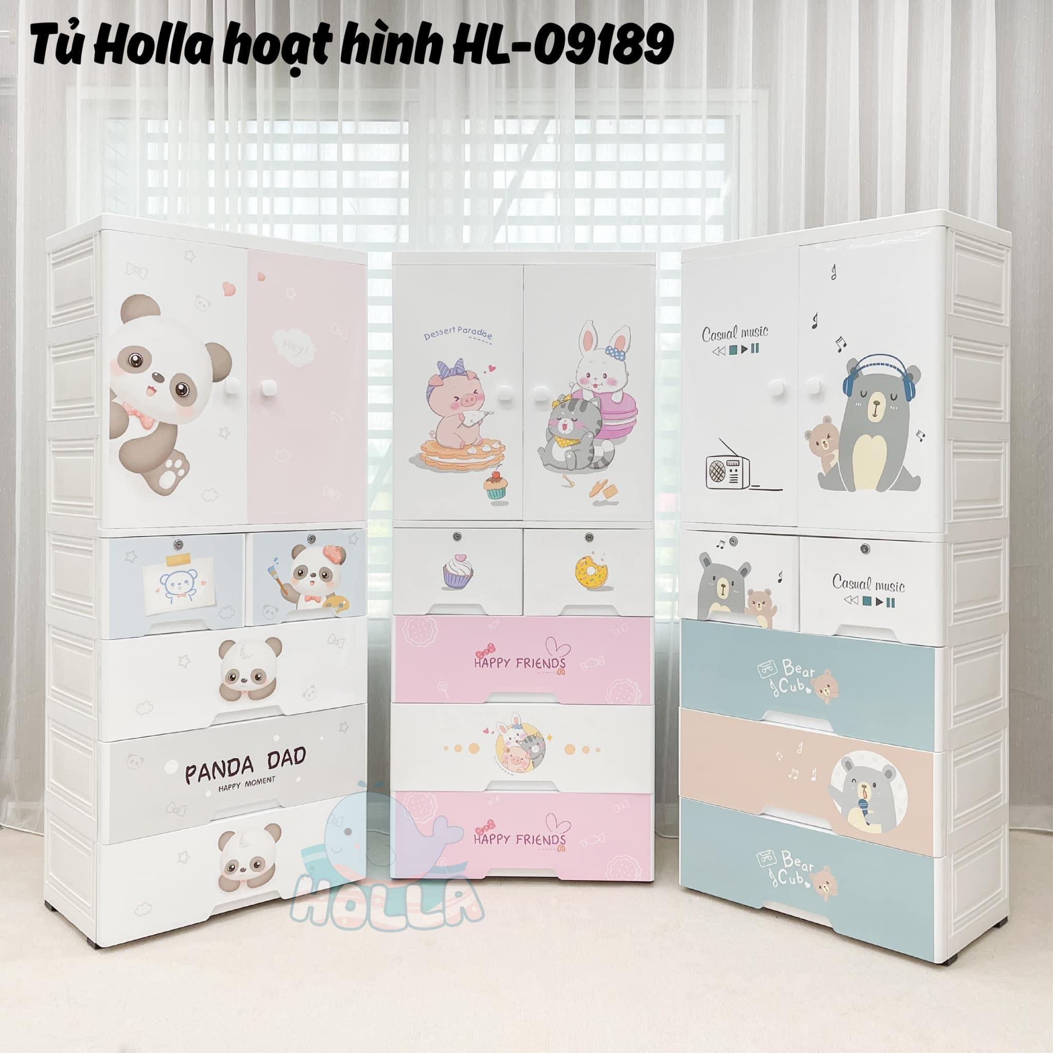 Tủ nhựa 5 tầng hoạt hình holla hl-09189, tủ đựng quần áo cho bé- seed house