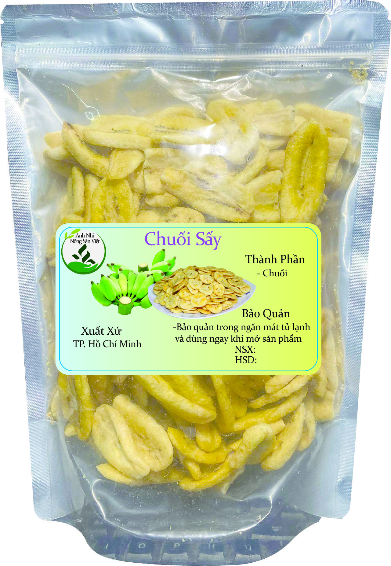 500gr Chuối Sấy Tự Nhiên Loại 1 Xuất Khẩu, 100% thành phần thiên nhiên, thơm ngọt, không hóa chất, phẩm màu, đảm bảo vệ sinh an toàn thực phẩm