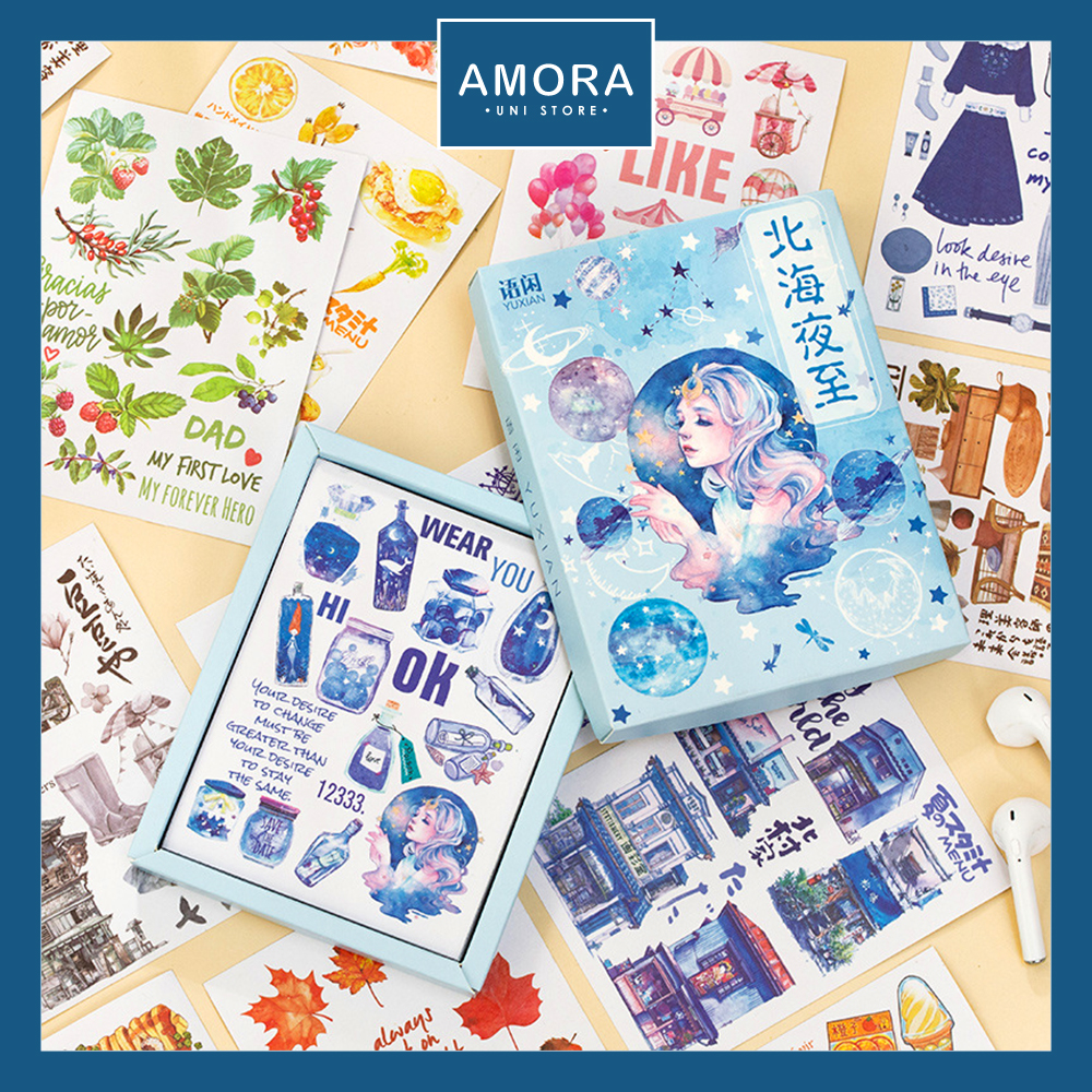 [HCM]SET 50 tờ sticker Angel Style khổ A6 - trang trí sổ tay Hand Book - chất liệu giấy cao cấp Nhật Bản - Amora UNI