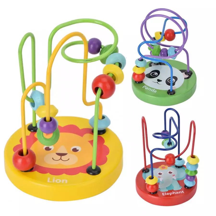 Tăng cường vận động tinh- đồ chơi gỗ mê cung luồn hạt montessori