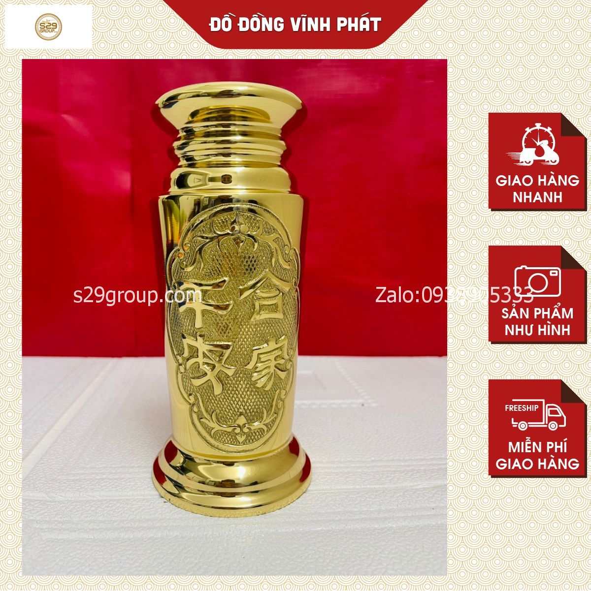 Ống đựng nhang bằng đồng cao 20cm