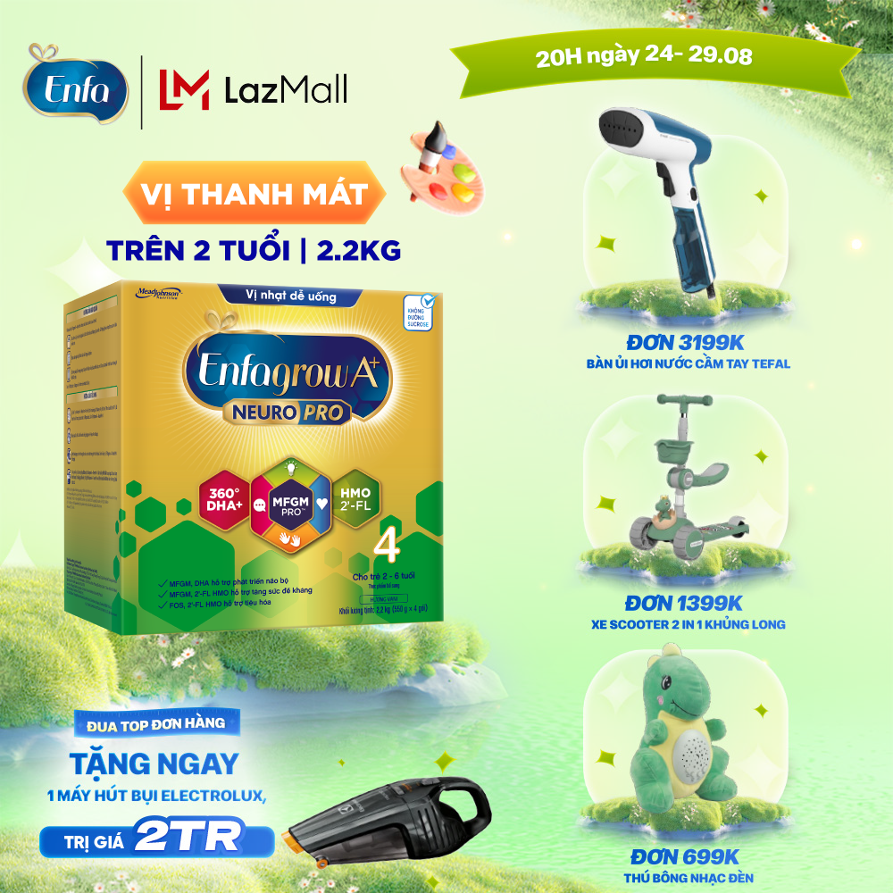 (CHỈ 20H 24.8-29.8 QUÀ TẶNG ĐH 699K - SLCH) Sữa bột Enfagrow A+ NeuroPro 4 với 2’-FL HMO cho trẻ từ 2-6 tuổi– 2.2kg