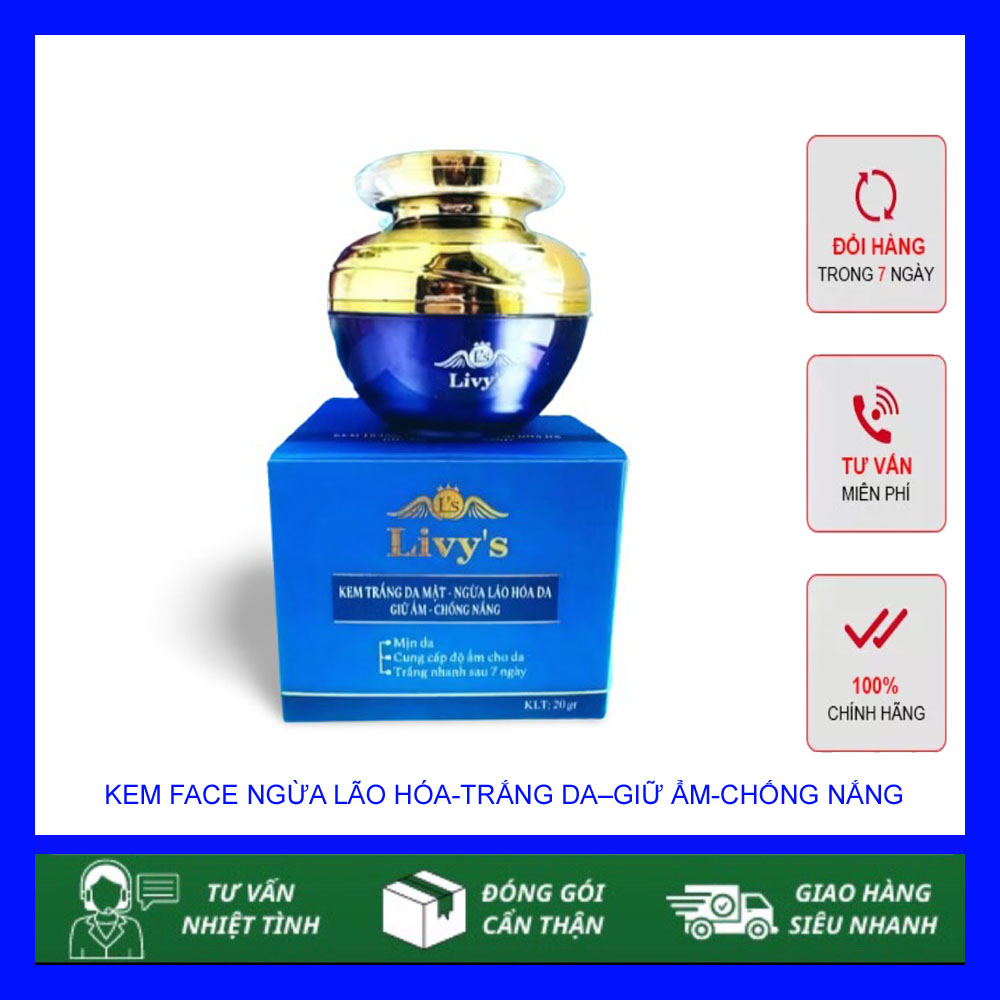 Kem Face Livy's Thái Lan Chính Hãng Màu xanh trắng da - Ngừa lão hóa - Giữ ẩm - Chống Nắng