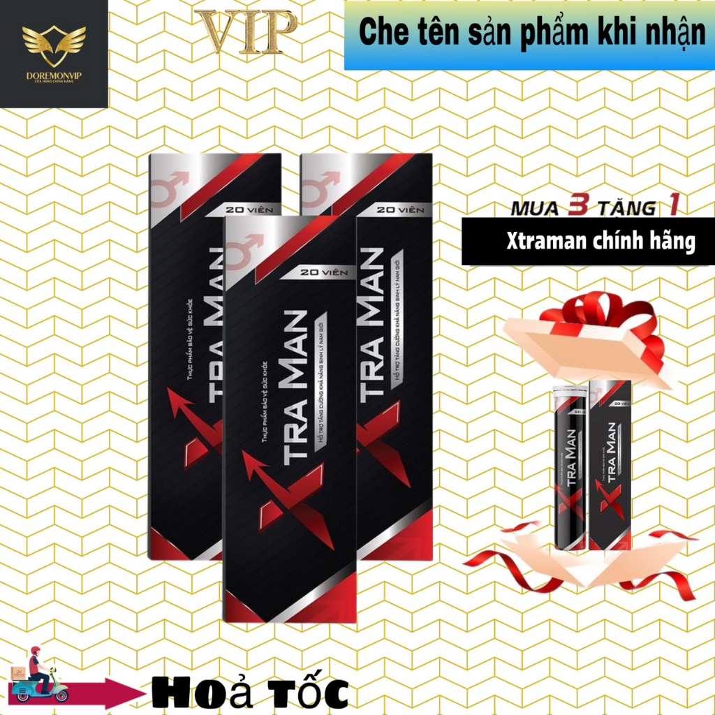 [Combo x3 tặng 1] Viên sủi Xtraman chính hãng - cải thiện sinh lý nam giới, hỗ trợ nam giới yếu sinh lý...(hộp 20 viên)