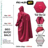Áo Mưa BÍT Balo Vải Da Cá Size Rộng Có Thể Đeo Ba Lô ( Raincoat BÍT Có Mũ , Dây Rút , Tay Bo Chun )