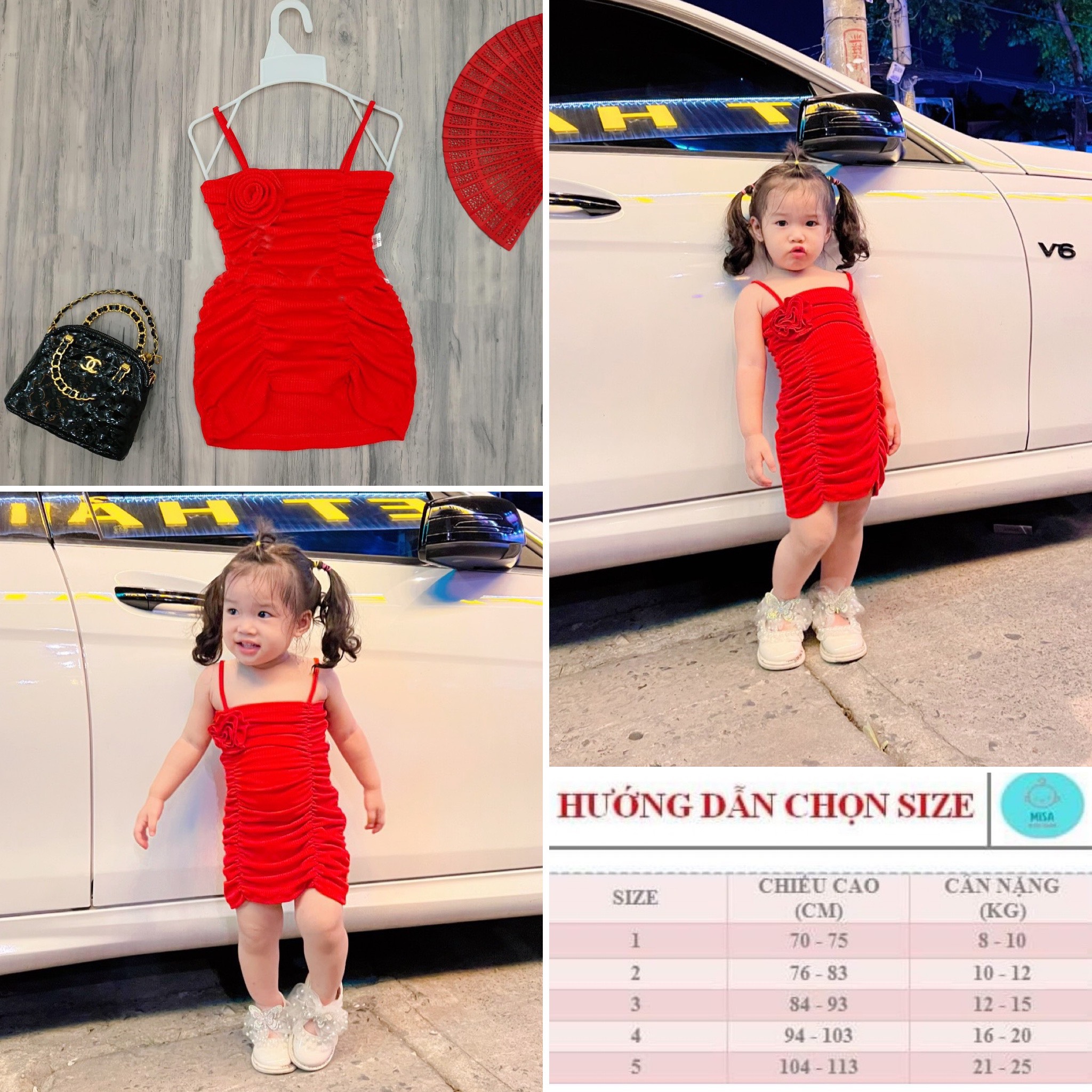 Bộ đầm body cho bé gái vải cotton 4D, thun co dãn