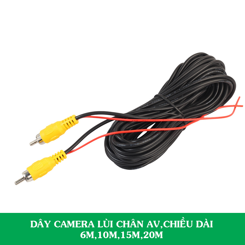 Dây camera lùi ô tô chân AV chiều dài 6m,10m,15m,20m