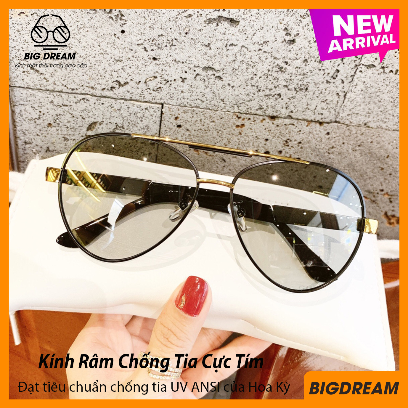 Kính mát nam đổi màu khi ra nắng - Mắt kính nam đổi màu dùng cho ngày và đêm tròng kính chống tia UC BDGC7005 - Tặng kèm hộp và khăn lau