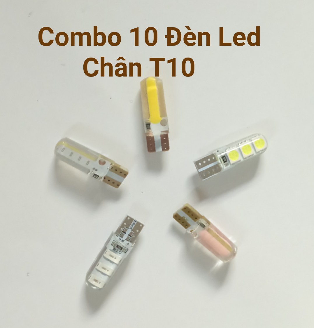Combo 10 Bóng Đèn LED Chân T10 Cho Xe