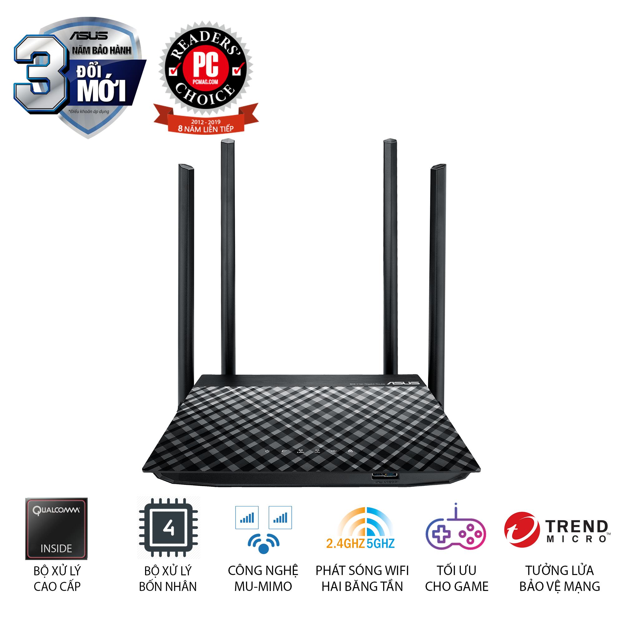 Thiết bị mạng asus rt-ac1300uhp router ac1300 mu-mimo, 2 băng tần, aiprotection, usb 3.0