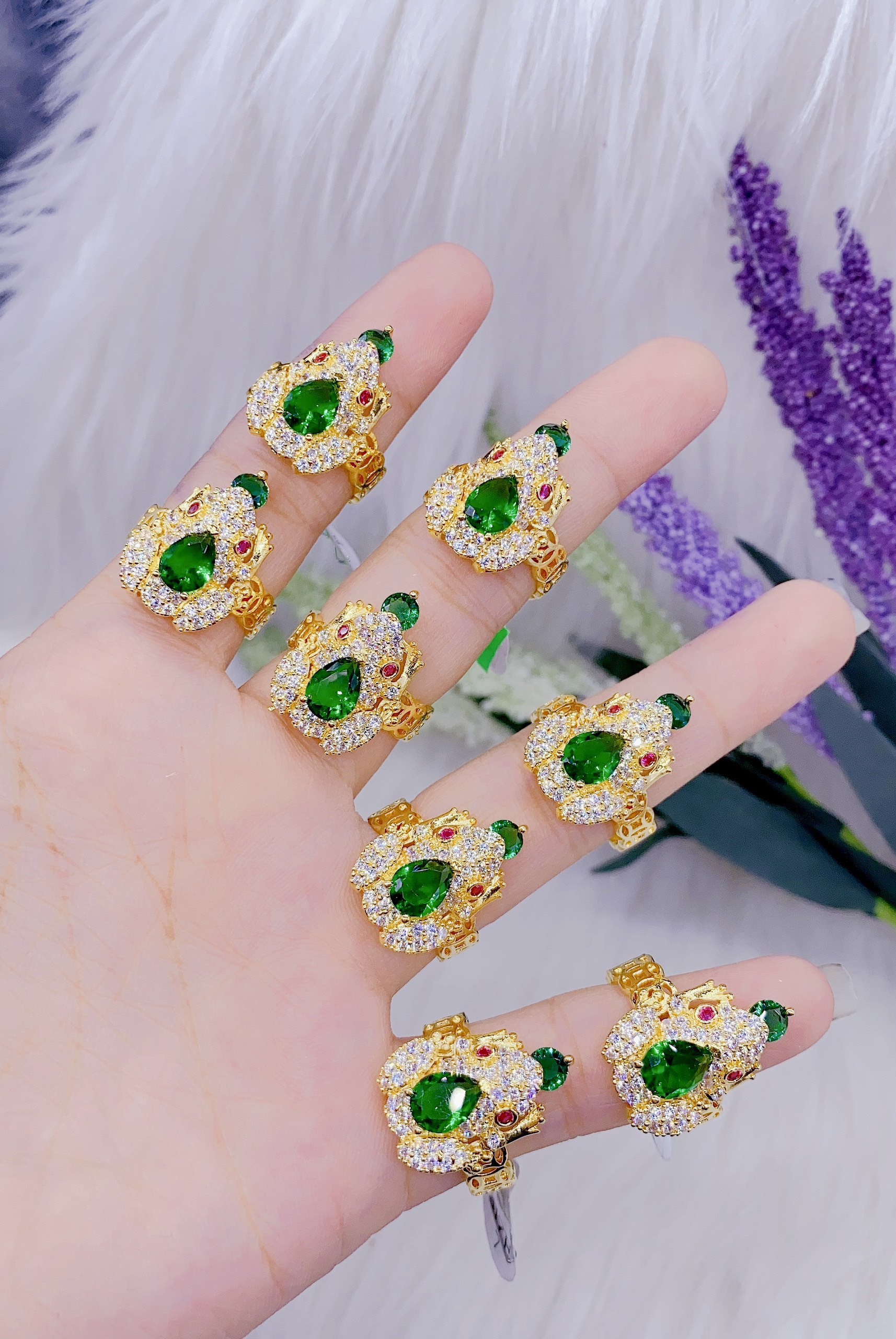 Nhẫn Nữ vàng cóc ngậm tiền đính đá thạch vuông đơn giản cao cấp- N27102218 JURI SHOP - Cam kết không đen không dị ứng - Có đủ size cam kết đổi trả nếu không vừa