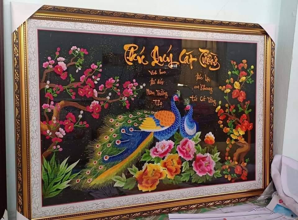 tranh thêu vi tính thành phẩm phú quý cát tường chưa khung