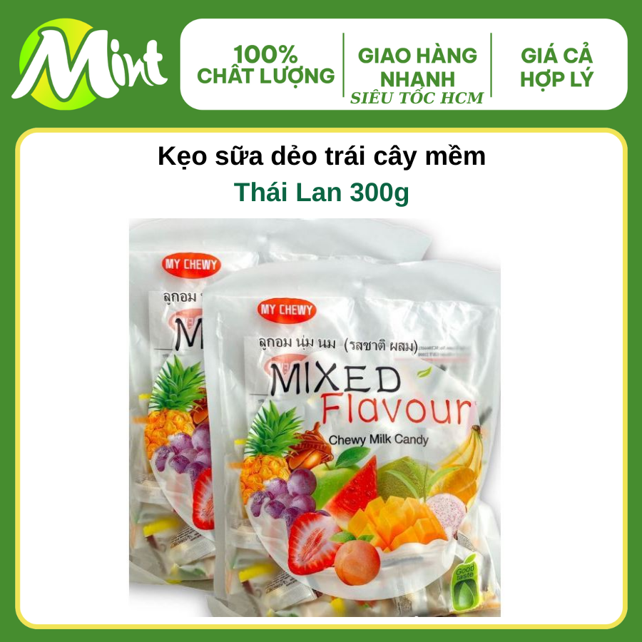 Kẹo sữa mềm dẻo trái cây hỗn hợp thái lan 300g. shop mint mint. my chewy - mixed flavour.