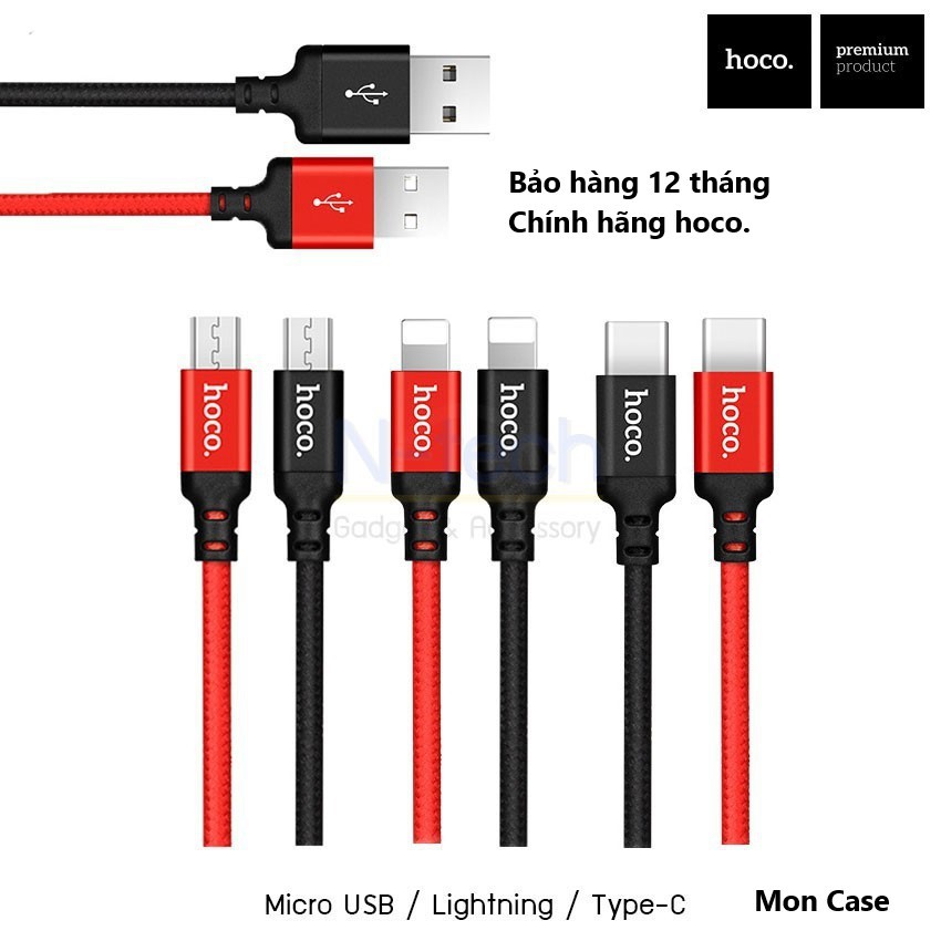 Cáp sạc nhanh dây dù hoco x14 iphone/ipad/androi/typec 1m